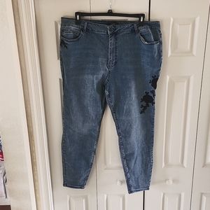 Forever 21+ Jeans with Black Floral Design